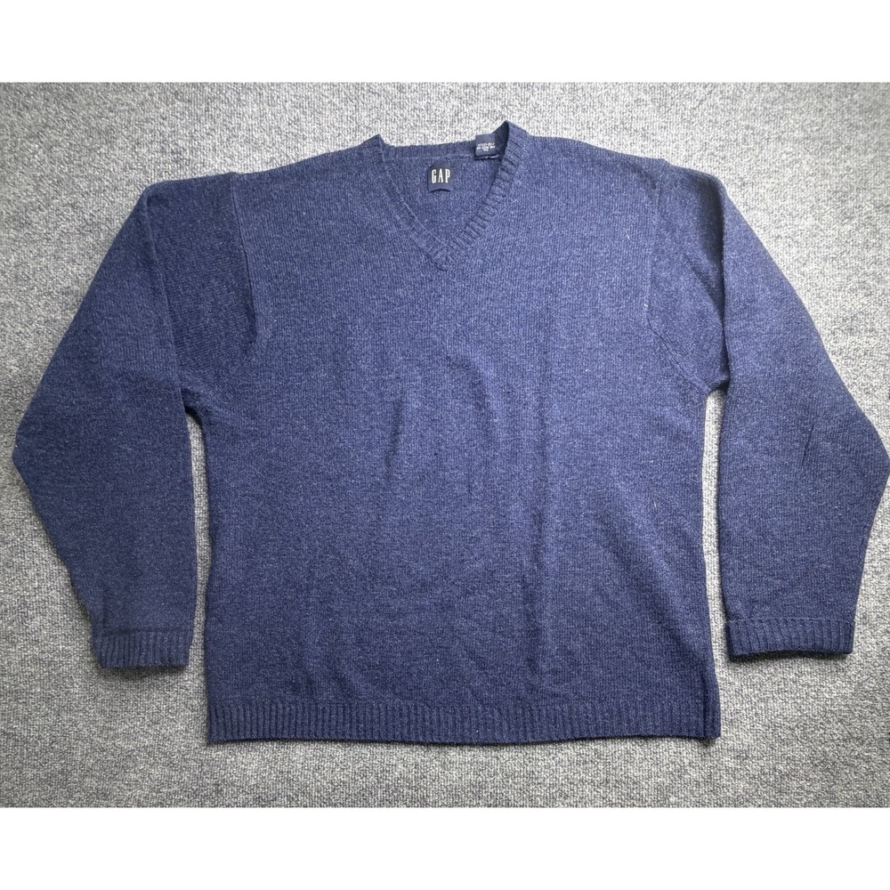 Vintage 90s GAP Navy 100% Lambswool Knit Sweater Men's Size XXL